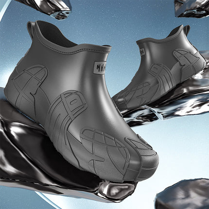 2025 cross-border water shoes men's short tube outdoor fishing rain boots non-slip low tube rubber shoes work rain boots fleece-lined rain boots