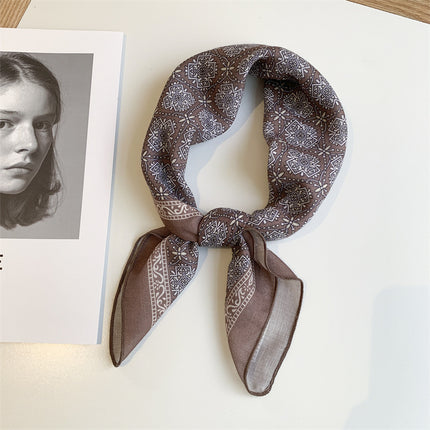 Autumn Maillard Wine Red Artistic Retro Small Square Decorative Scarf Cotton Linen Breathable Waist Flower Hair Belt