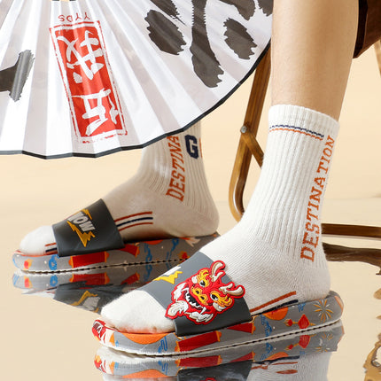 Slippers Men's Wear-resistant Sandals Home Indoor Bathroom Non-slip Slippers Outdoor Couple's Fashion National Trendy Slides