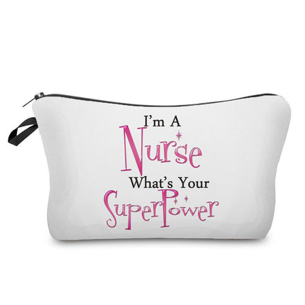 Trendy hot nurse English printing storage bag travel cosmetic bag creative fashion pencil case