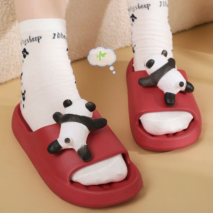 Wen Xiong Summer New Cute Panda Girly Slippers for Home Wear Non-Slip Deodorant EVA Slippers for Women