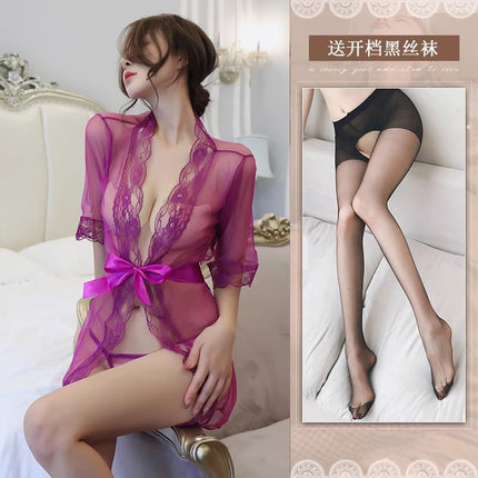 Pajamas, Feminine Bathrobes, Transparent Nightgowns, Women's Pure Lust Mesh Jackets, Adult Summer Cardigans, Thin Ultra-Short Straps