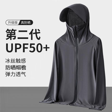 Ice Silk Sun Protection Clothing Upf50+ Summer Breathable Thin Hooded Anti-Uv Sun Protection Clothing Men's Fishing Jacket Men
