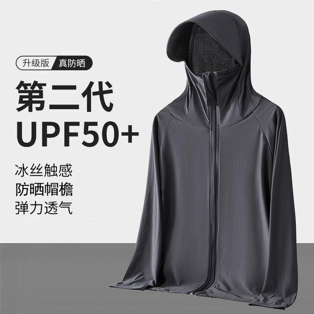 Ice Silk Sun Protection Clothing Upf50+ Summer Breathable Thin Hooded Anti-Uv Sun Protection Clothing Men's Fishing Jacket Men