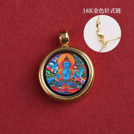Thangka Xizang Hand Rope Hand-woven Ethnic Style Bracelet Five-way God of Wealth Green Mother Wen Zhu Thangka Bracelet