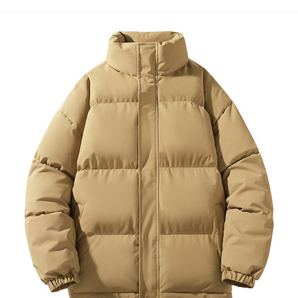 Solid Color Cotton Jacket for Men and Women, Couple's Stand-Collar Puffer Jacket, Winter Cold-Proof, Warm, Thick, Versatile Cotton Coat, Winter Style