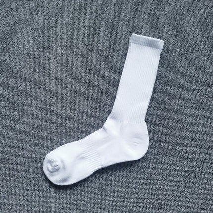 White Sports Towel Bottom Socks Men's Pure Cotton Mid-length Socks Spring and Summer Thin Boys Long Barrel Basketball Socks Black Short Socks