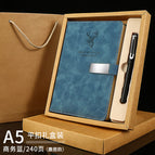 A5 business blue soft gift box-elk head-flat buckle 240 pages