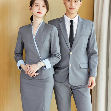 Hotel front desk reception work clothes suit professional suit women's high-end embroidered new Chinese style welcome ceremony clothes
