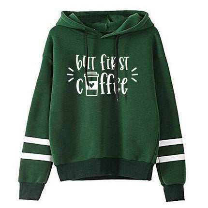 Foreign trade cross-border first cup of coffee But First Coffee printed parallel bars hooded vests autumn and winter Europe and the United States