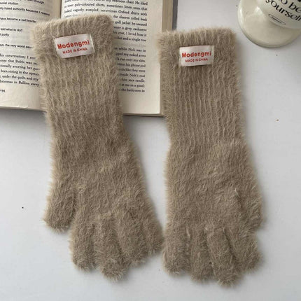 Japanese cute plush gloves women's winter warm cold warm long gloves can touch screen to play with snow atmosphere