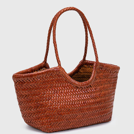 Leather Woven Tote Bag / Sac Tressé Cuir Femme