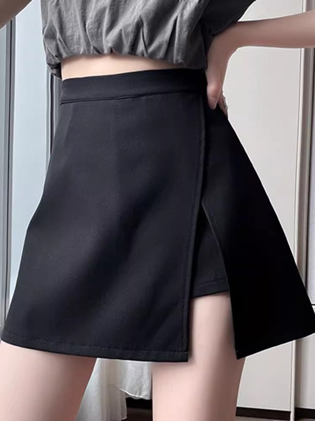 High waist suit skirt women's design sense split A- line skirt 2024 spring new anti-light step short skirt pants