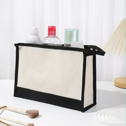 Cross-border Hot-selling Canvas Shoulder Bag Cosmetic Case Bag Contrast Printed Portable Zipper Clutch Bag Storage Case
