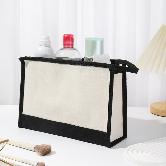 Cross-border Hot-selling Canvas Shoulder Bag Cosmetic Case Bag Contrast Printed Portable Zipper Clutch Bag Storage Case