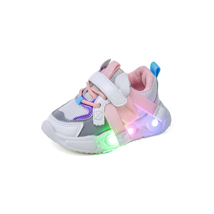 2024 Spring and Autumn New Breathable Children's Running Shoes Mesh Surface 1-6 Years Old Dad Shoes LED Luminous Children's sneaker Trendy