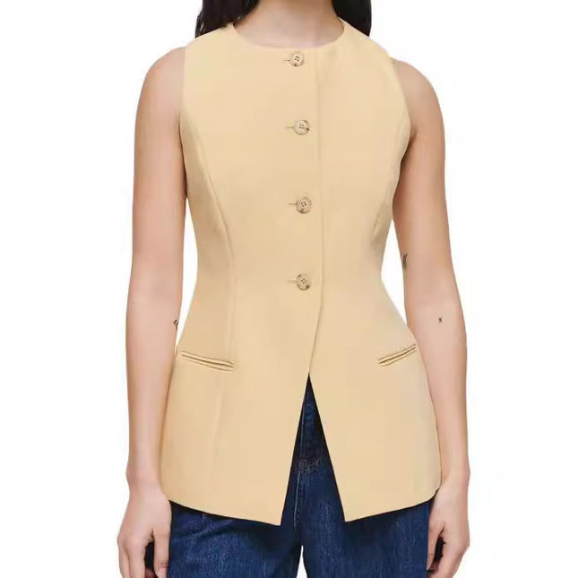 Madeinost2024 New Autum Style Retro Old Money Stripesd Denim Vest High-End Elegant Waist Top