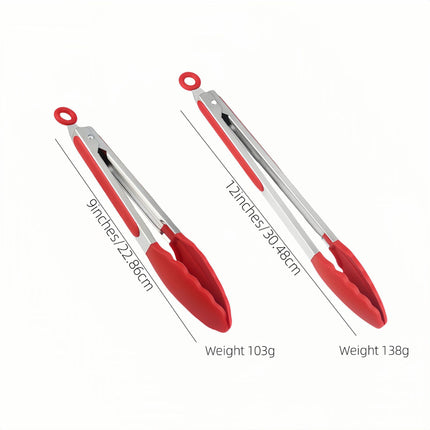 Silicone Clips for Kitchen Non-Stick Pans, Anti-Scalding and High Temperature Resistance, Household Barbecue and Steak Special Set, Stainless Steel Food Clips