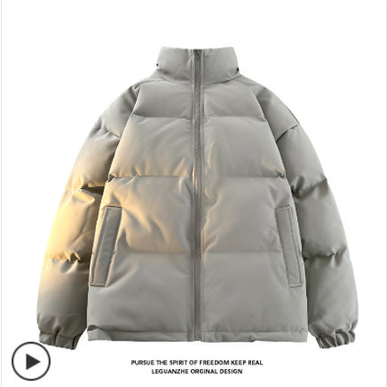 2025 Winter Men's Thickened Warm Stand Collar Cotton Jacket Couple Cross-Border Korean Fashion Puffer Jacket Cotton Coat