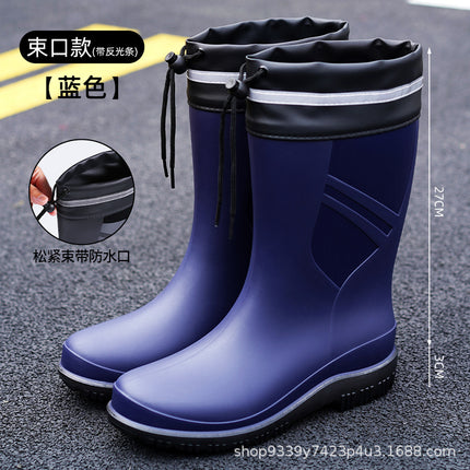 Cross-border Waterproof Shoes Men's Rain Shoes Fashion Thickened Rain-proof Rubber Shoes Work Anti-slip Fishing Kitchen Rain Boots for Foreign Trade