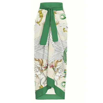 2024 European and American Amazon AliExpress one-piece swimsuit green applique backless sexy swimsuit suit women