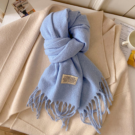 New Pure Color Imitation Cashmere Scarf for Women in Winter, Monochromatic, Versatile, High-End, Warm Neck Protection, Neck Scarf for Couples