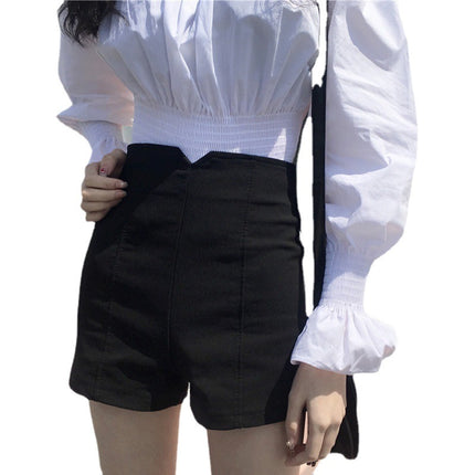 23 high waist casual A- line black slimming leggings chubby girl new wide leg hot pants shorts women's thin autumn clothes 20