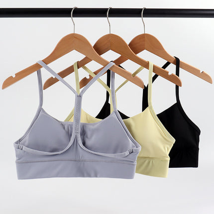 Luo Qi double-sided brushed nude yoga sports underwear fitness running outer wear beauty back shockproof vest bra for women