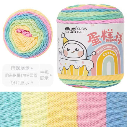 Cake Thread Snowball Wool Ball 5 Strands Milk Cotton Thread Rainbow Color Section Dyed Wool Scarf DIY Knitting Wool Ball