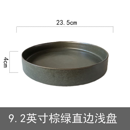 Ceramic Straight Plate Flat Bottom Deep Plate Soup Plate Japanese Seafood Plate Dish Plate Dessert Plate Nest Plate Simple Salad Bowl