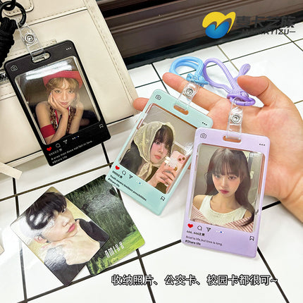New Ins Style Transparent Card Holder for Star-Chasing Small Cards, Polaroid Card Holder, Lanyard, Campus Student Meal Card Id Holder