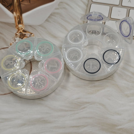 Round invisible color contact lens box three pairs of press double box beauty pupil box flip water box wholesale