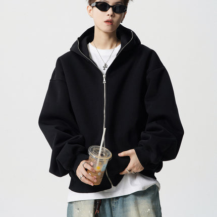 American Style High Street Cardigan Jacket Men's Winter Fashion Brand Heavy Thickened Warm Hooded Sweater cleanfit Sports Hoodie