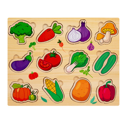 Cross-border Wooden Children's Early Education Interesting Enlightenment Cognition Matching Jigsaw Puzzle Exercise Hand-eye Coordination Educational Toys