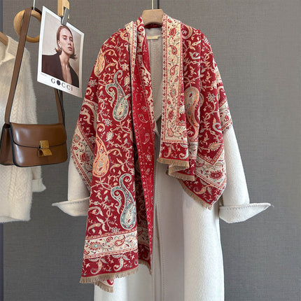 2025 New Autum Retro Fashion Cashew Flower Printed Scarf Warm and Cold Scarf Fashionable Multi-Functional Shawl