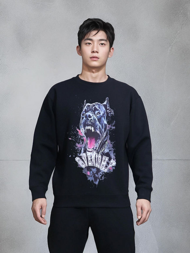 175kg Foreign Trade Exclusive Plus Size American Style Digital Print Dog Head Crew Neck Casual Fashion Sweatshirt with Personality