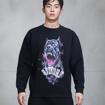 175kg Foreign Trade Exclusive Plus Size American Style Digital Print Dog Head Crew Neck Casual Fashion Sweatshirt with Personality