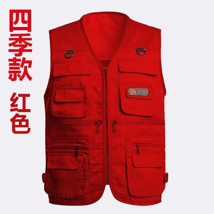 Cross-Border Outdoor Multi-Pocket Vest Men's Fishing Vest Photography Middle-Aged Men's Tops Work Clothes Middle-Aged and Elderly Dad Wear
