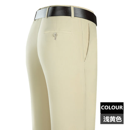 2025 New Summer Thin Mulberry Silk Middle-Aged Business Casual Straight Loose Wrinkle-Free Men's Pants