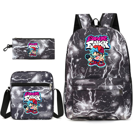 2021 Friday night backpack shoulder bag pencil case three-piece canvas schoolbag set