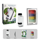 【english small packaging + english specimens】portable handheld microscope (sd225) white + 12 specimens