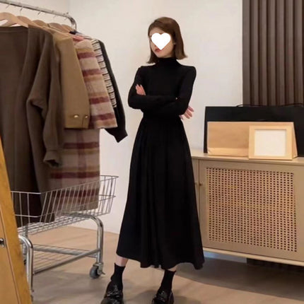 plus size chubby girl autumn and winter Korean version of thick long sweater cardigan coat knitted dress two-piece suit 200kg