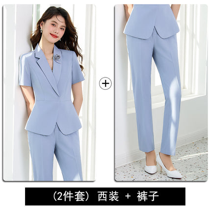 Professional Suit for Women Summer New Style Goddess Style Short-Sleeved Workwear Hotel Front Desk Jewelry Store Workwear Suit