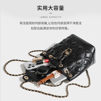 Simple Chain Rhombic Backpack Korean Style New Ins Light Luxury Chanel Style Chain Bag All-match Girl's Backpack