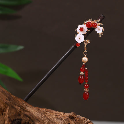 Antique Hairpin Tassel Step Wooden Hairpin Imitation Ebony Headwear Disc Hair Han Clothes Accessories Hair-pulled Ancient Clothes Hair Women