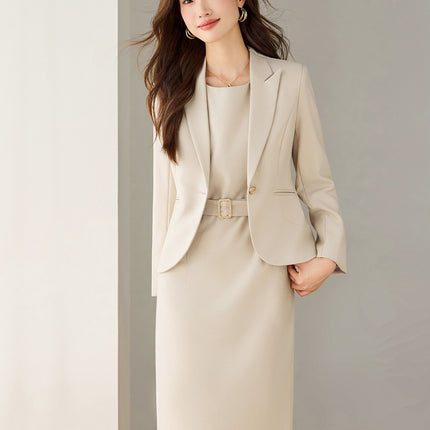 New Blue Suit Jacket Women's Suit dress Dress Two-piece Autumn and Winter Elegant Small Chanel Style Business Wear