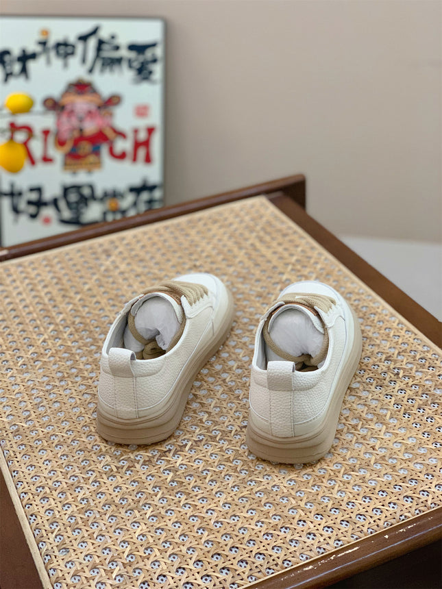 Genuine Leather Retro Sneakers for Women 2025 Spring & Fall New Niche High-Bottom Soft-Soled White Shoes Flats-Soled Sports and Casual Shoes