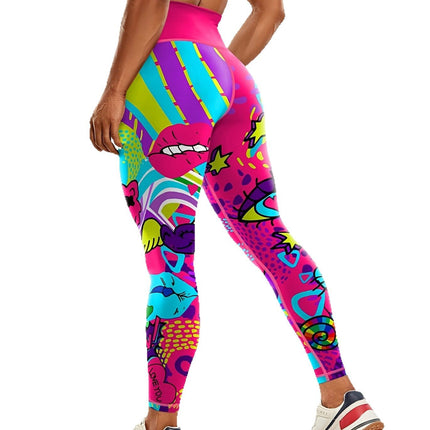 Seamless High-Waisted Nude-Feel Women's Yoga Pants Printed Leggings Outdoor Sports Running Fitness Pants Butt-Lifting High Elasticity