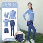 Blue [short-sleeved] five-piece set (blue pants) upgraded model---crazy sale / M