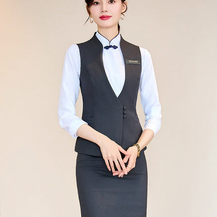 Women's Jewelry Store Sales Professional Suit Vest suit Women's Spring and Autumn Hotel Front Desk Manager Work Clothes Three-piece Set